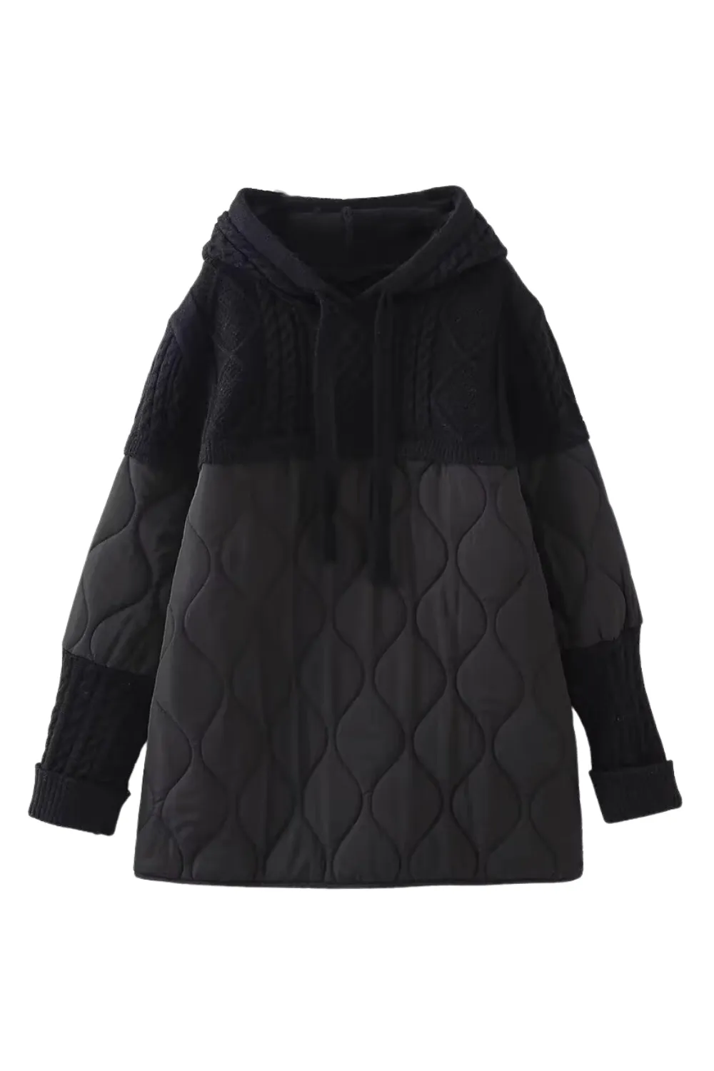 'Alesia' Quilted-Knit Hooded Pullover (3 Colors)