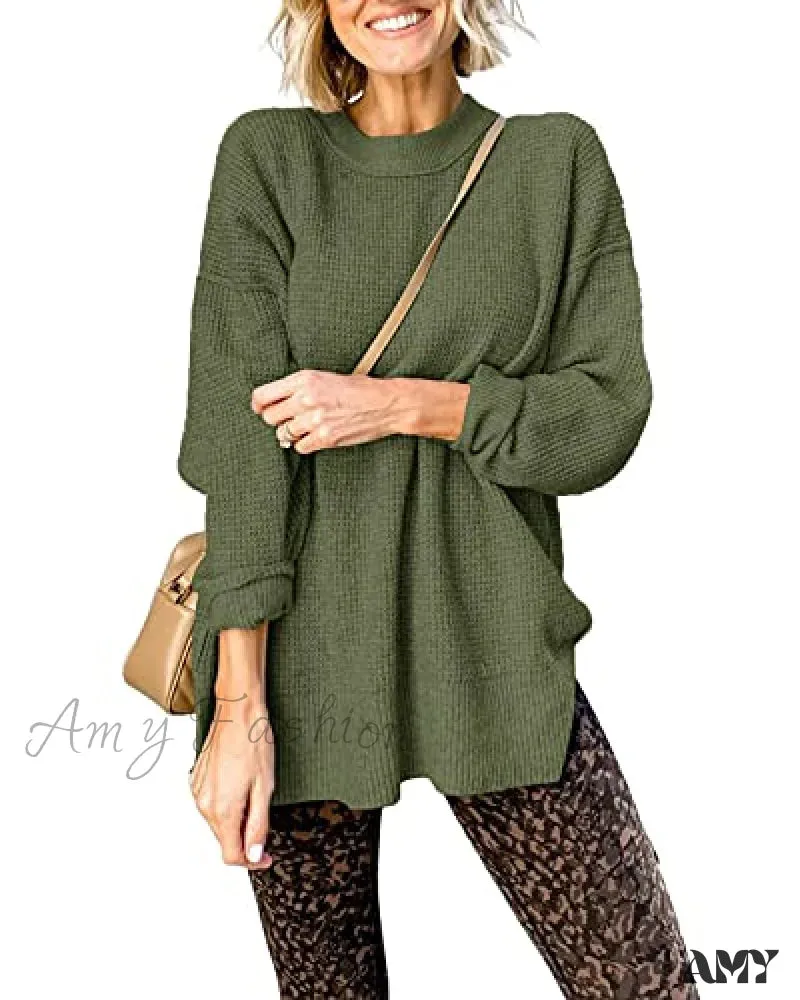 Amy Fashion - Womens Fall Sweater Crew Neck Long Sleeve Pullover Sweaters