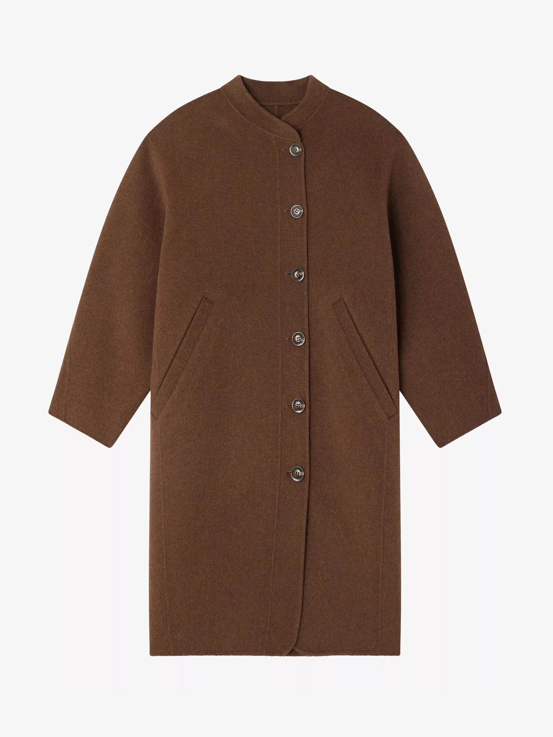 Beaulieu round-neck wool-blend coat