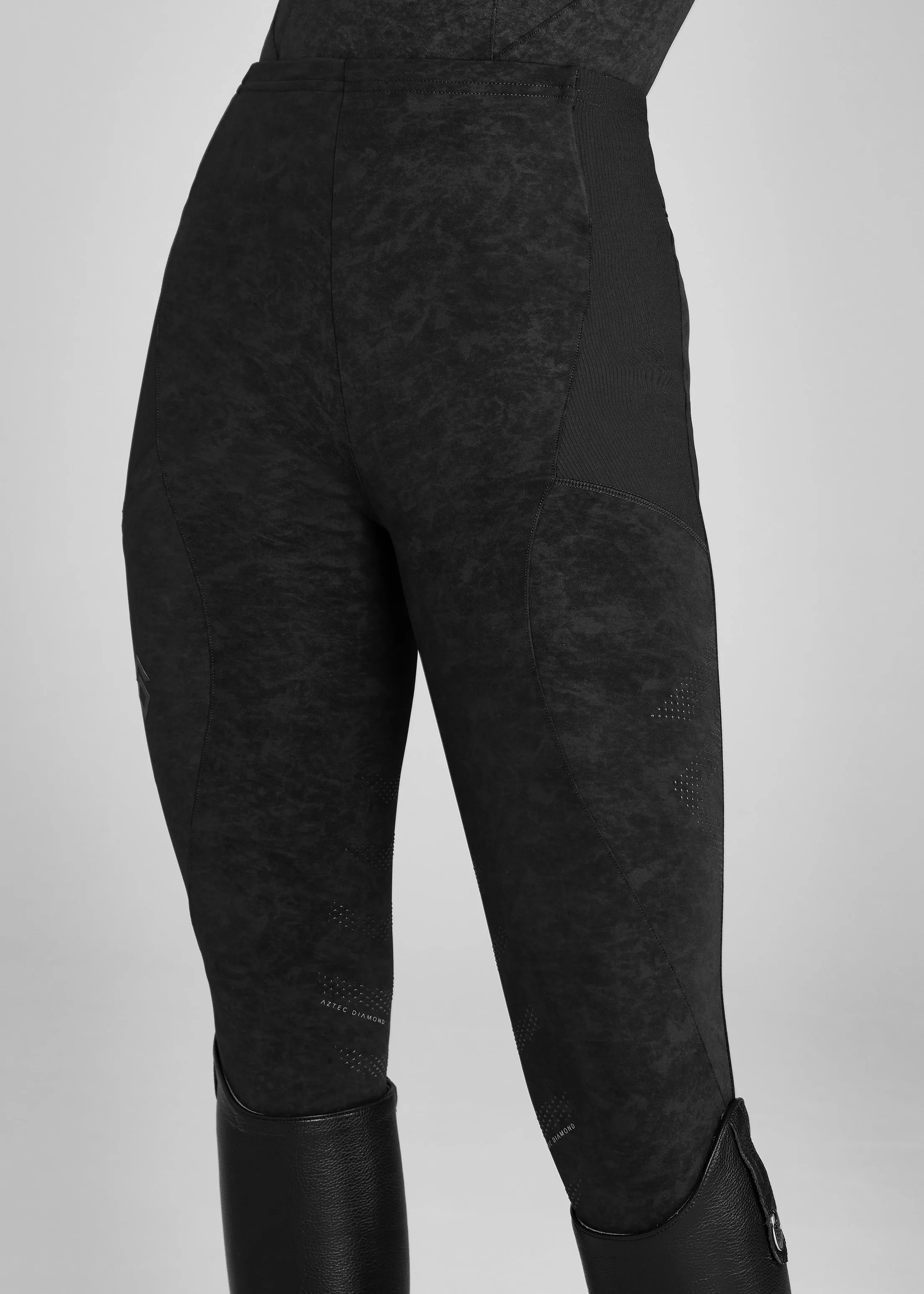 Black Distressed Core Leggings Knee Grip