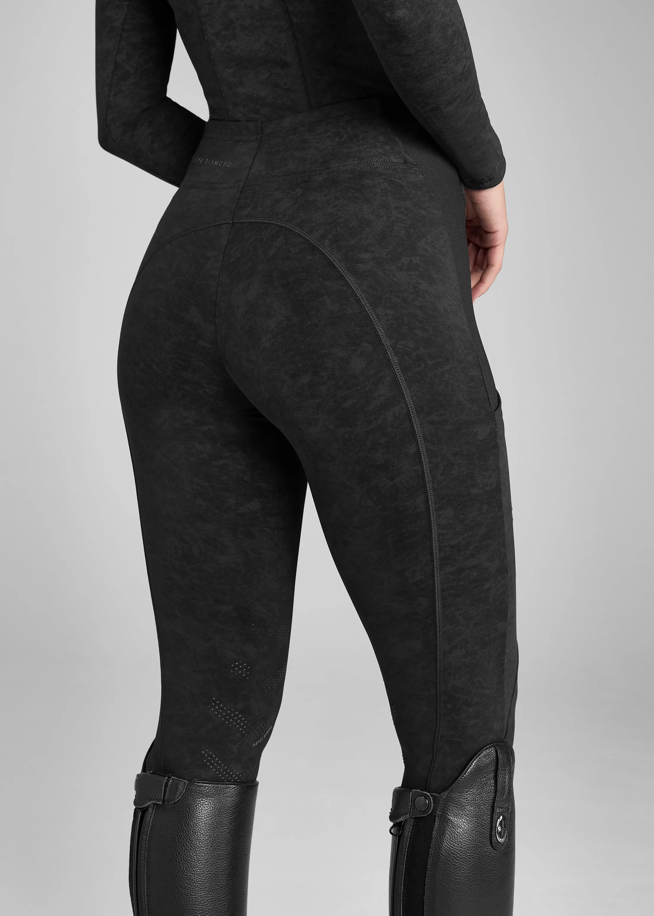 Black Distressed Core Leggings Knee Grip