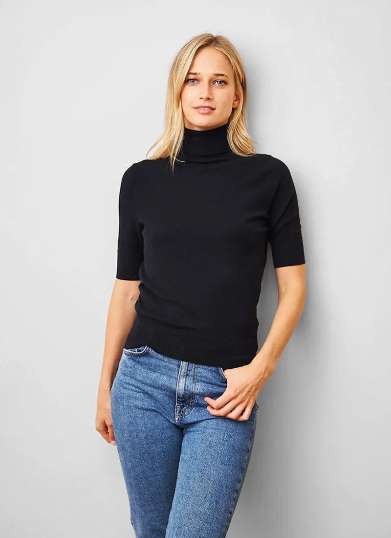 Cashmere Elbow Sleeve Turtleneck