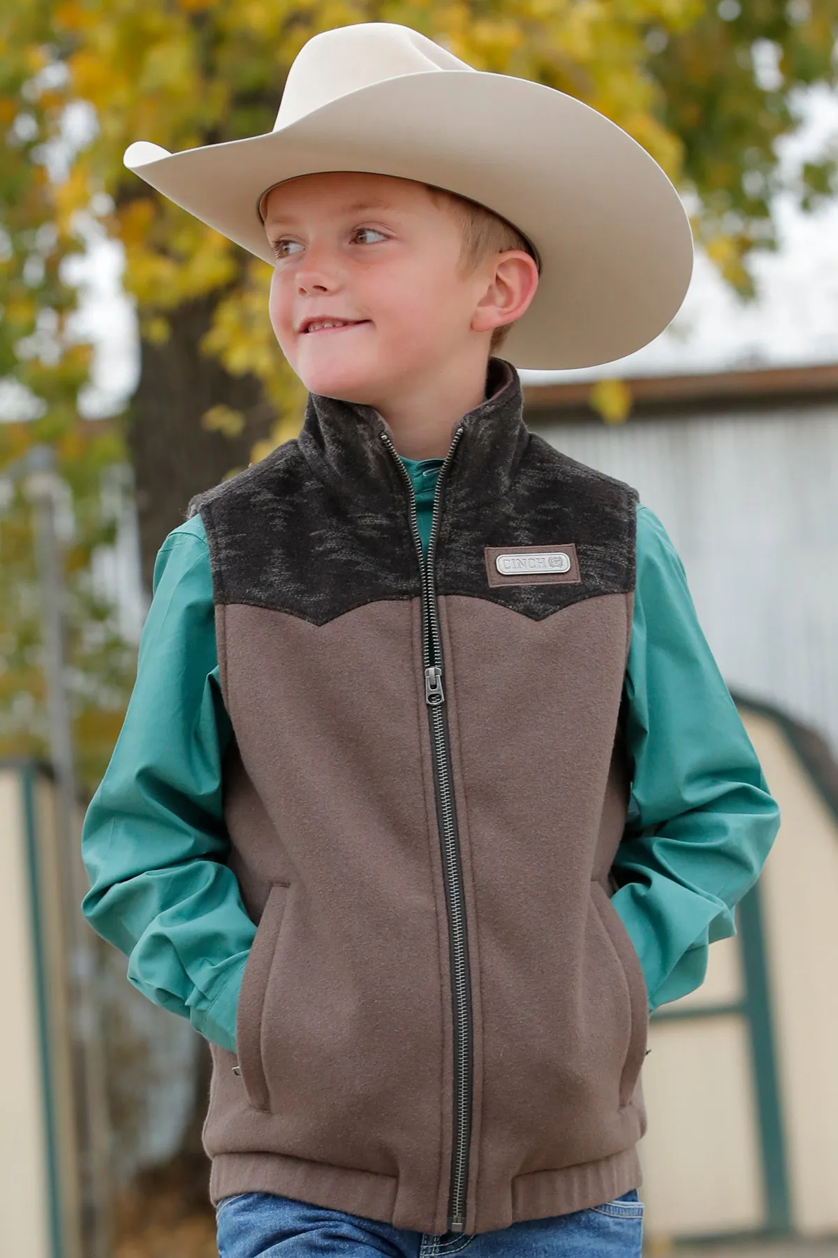 Cinch Boy's Brown Match Dad Western Vest