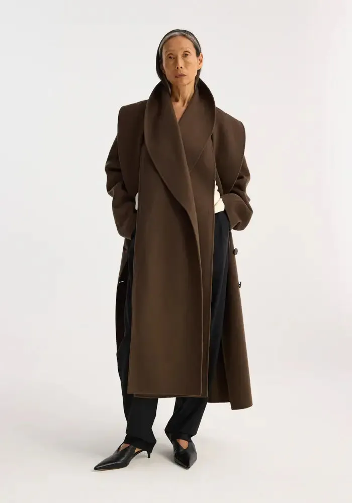 DOUBLE-FACED WOOL SCARF COAT