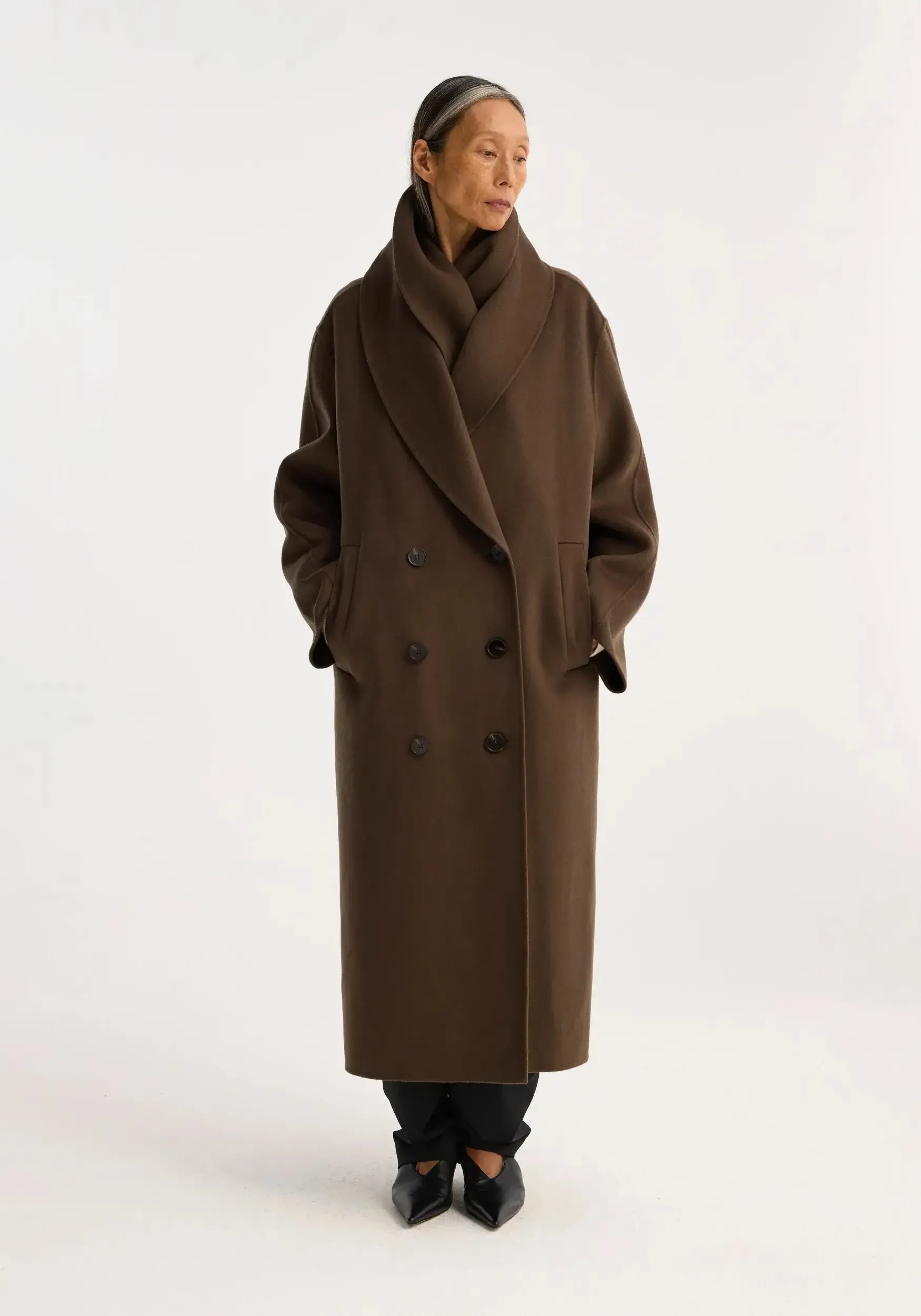 DOUBLE-FACED WOOL SCARF COAT