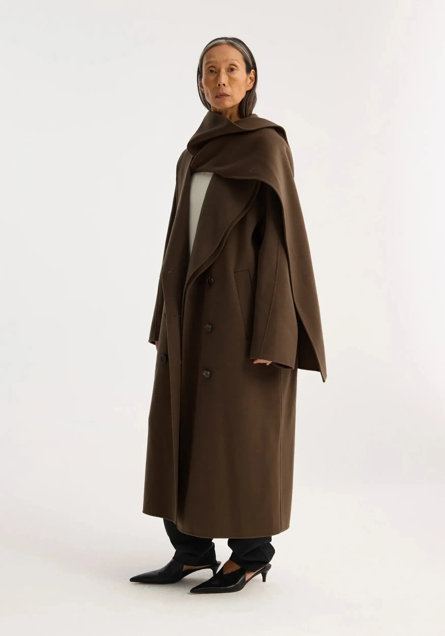 DOUBLE-FACED WOOL SCARF COAT