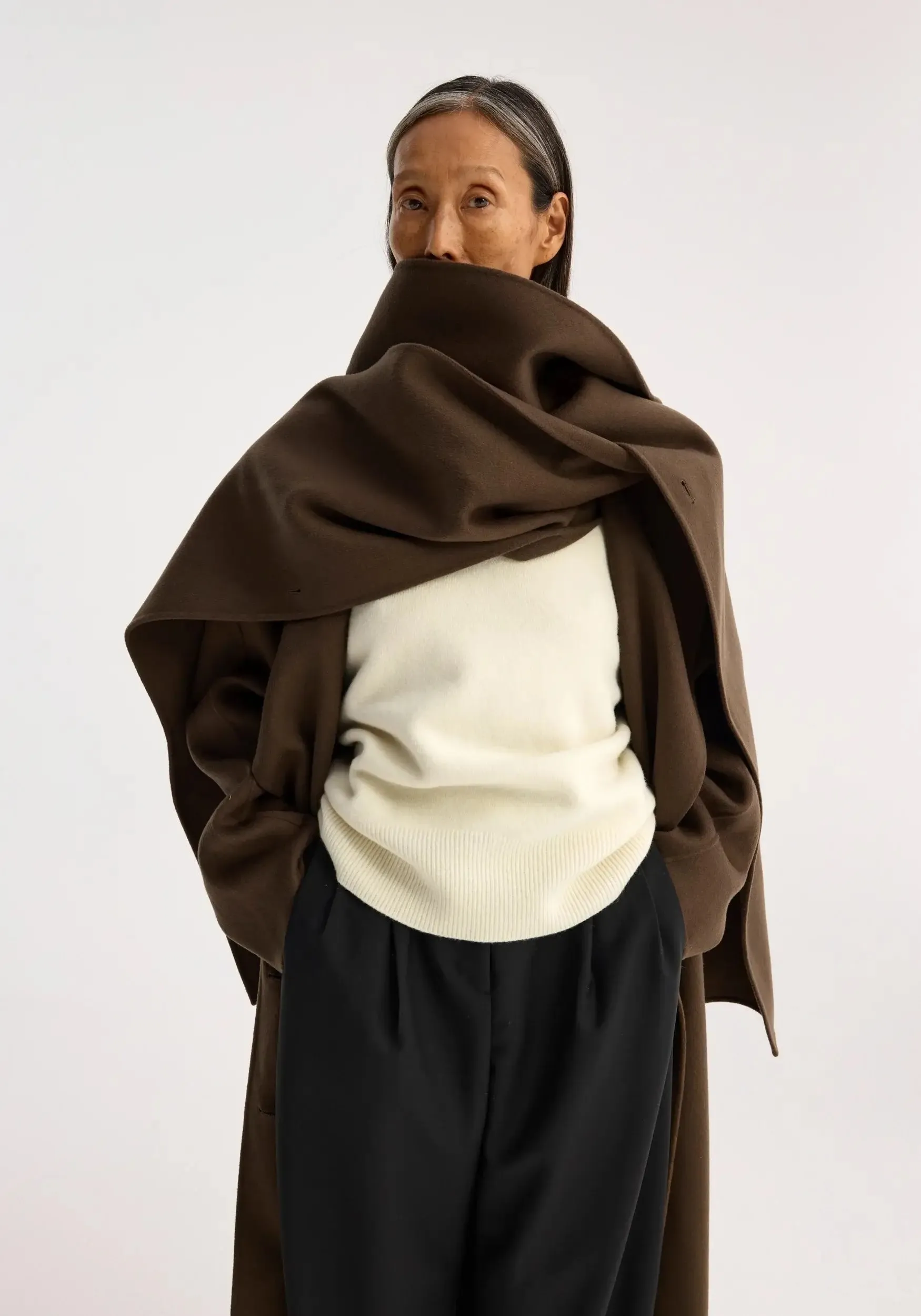 DOUBLE-FACED WOOL SCARF COAT