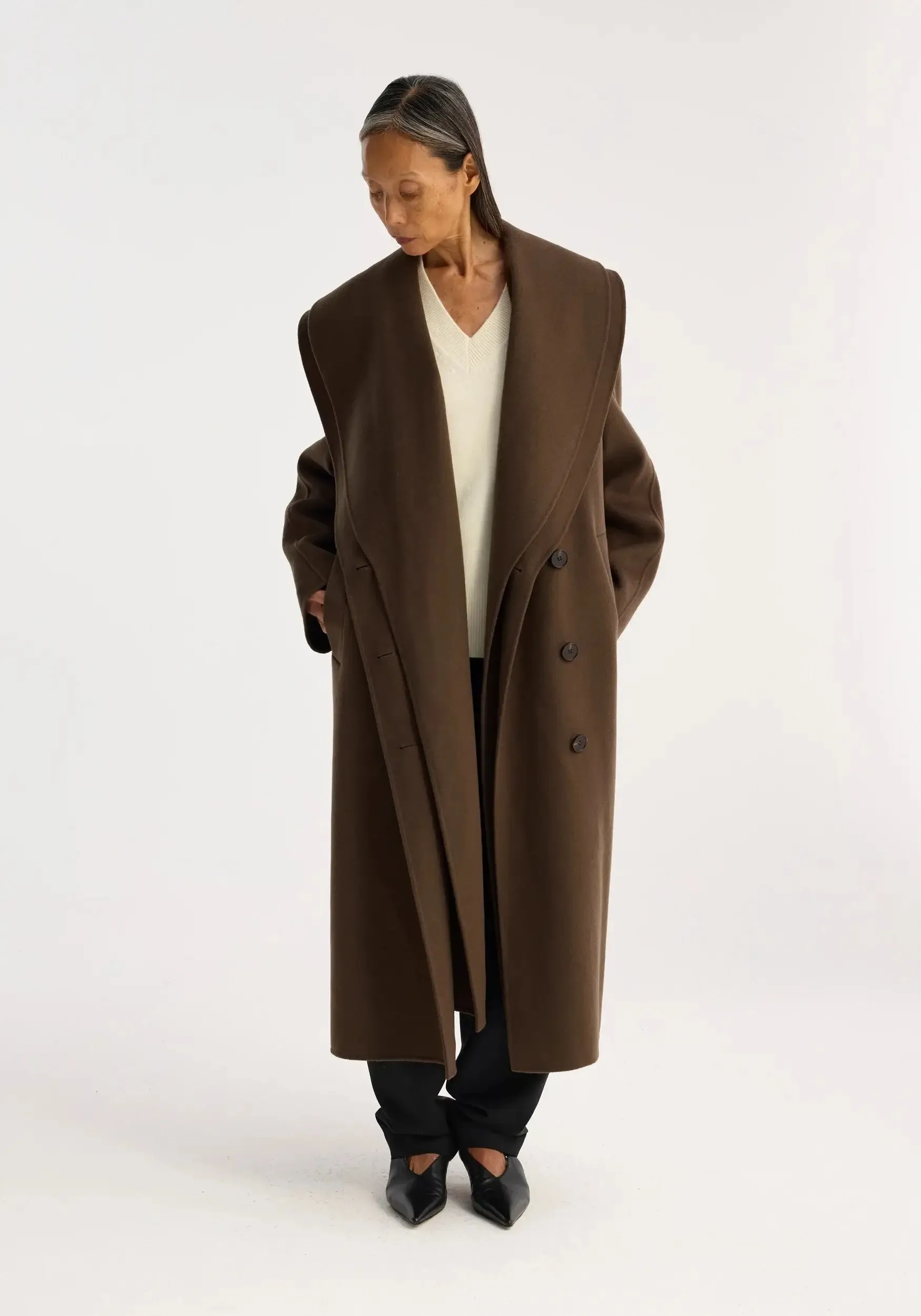 DOUBLE-FACED WOOL SCARF COAT