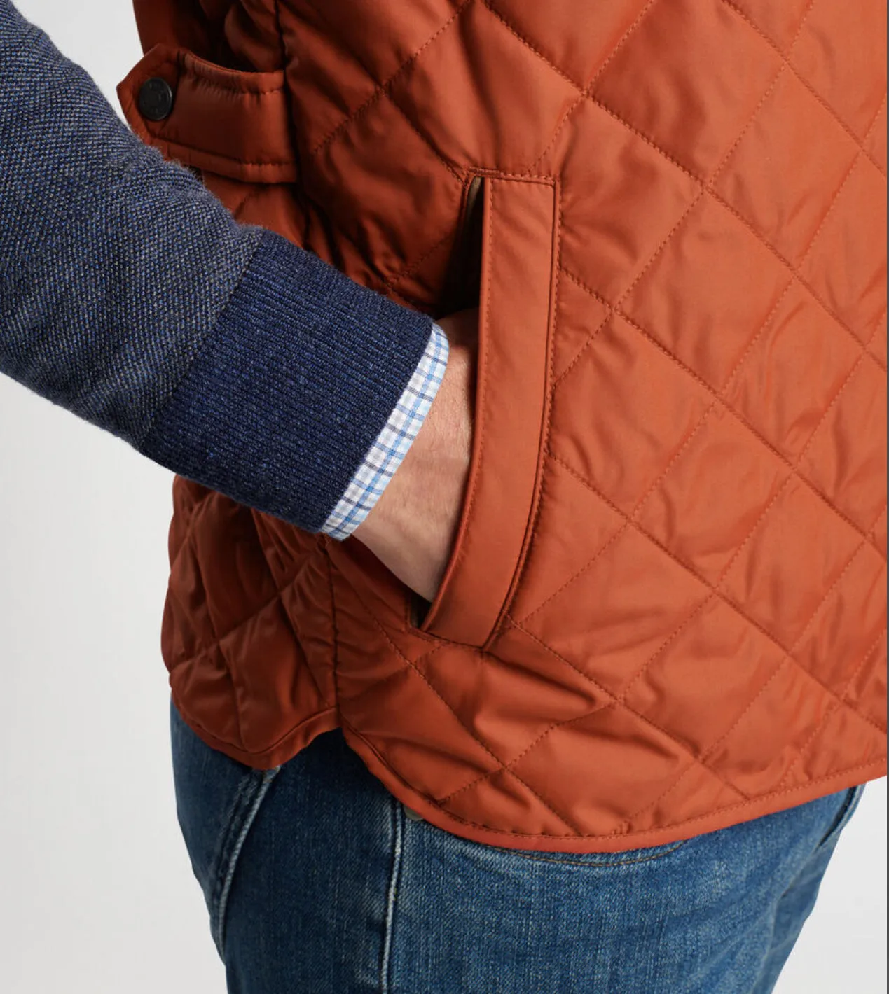 Essex Quilted Travel Vest in Burnt Orange by Peter Millar