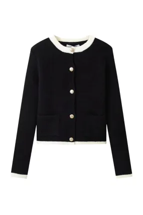 'Fatima' Contrast Trim Knit Cardigan