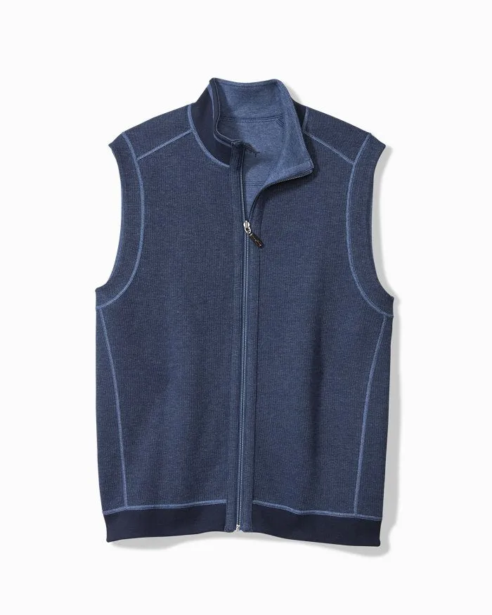 Flip Coast Reversible Vest in Blue Note Heather by Tommy Bahama