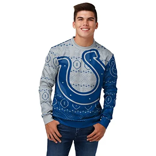 FOCO Men's NFL Printed Primary Logo Lightweight Holiday Sweater, Indianapolis Colts, X-Large