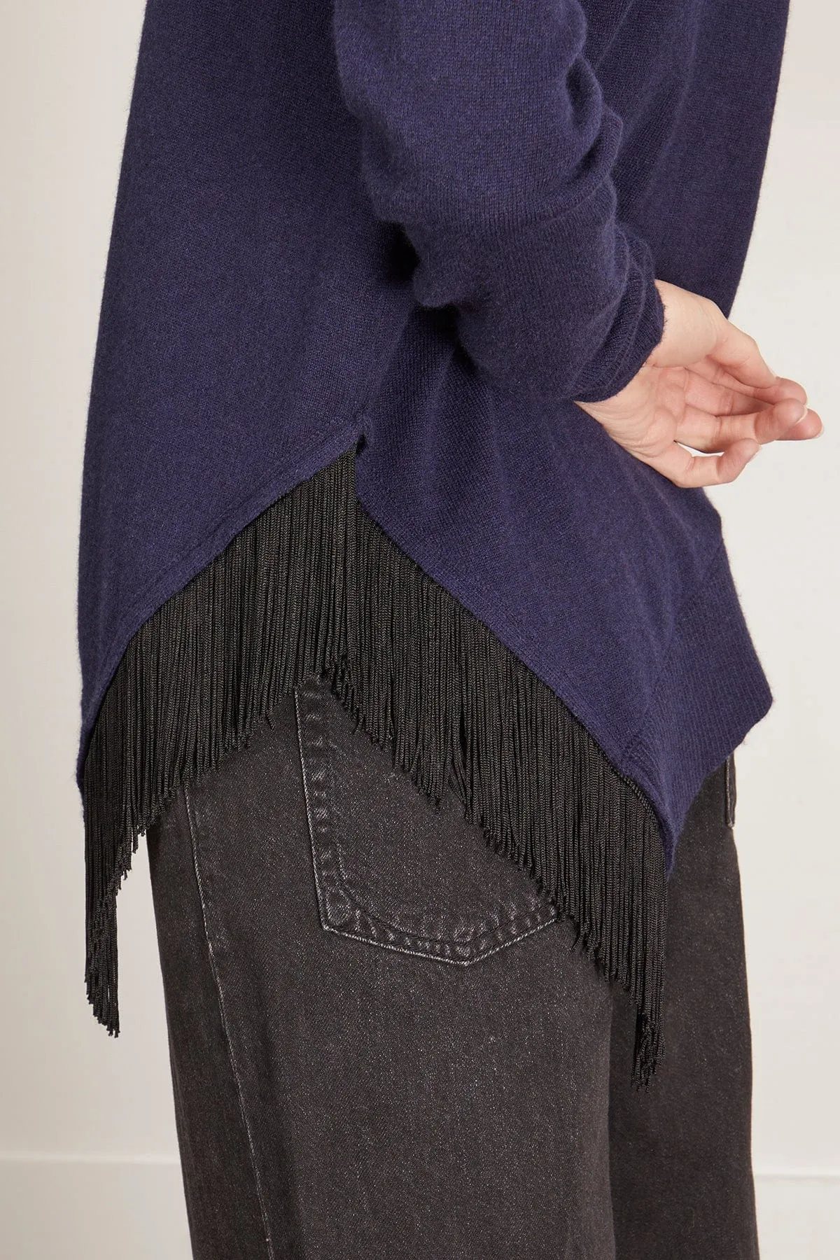 Fringe Statement Pullover in True Navy