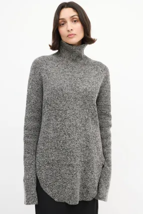 Grey Melange Wool Turtleneck Sweater