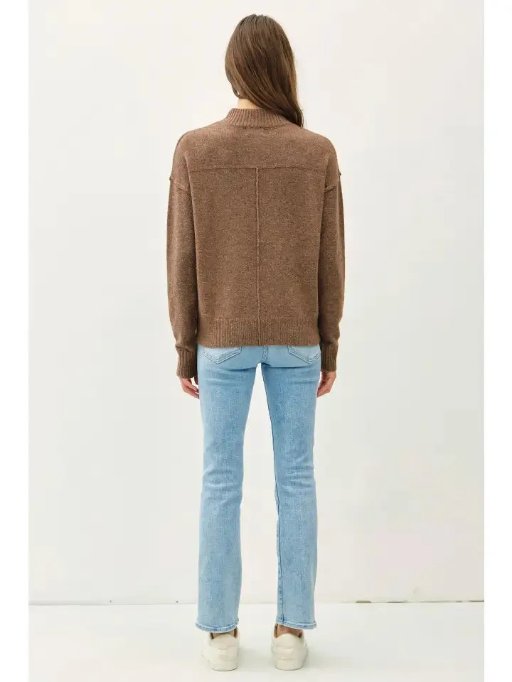 High Neck Oversized Sweater with Back Yoke