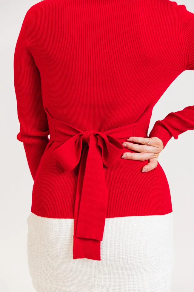 I Remember Everything Red Tie Back Turtleneck Sweater SALE