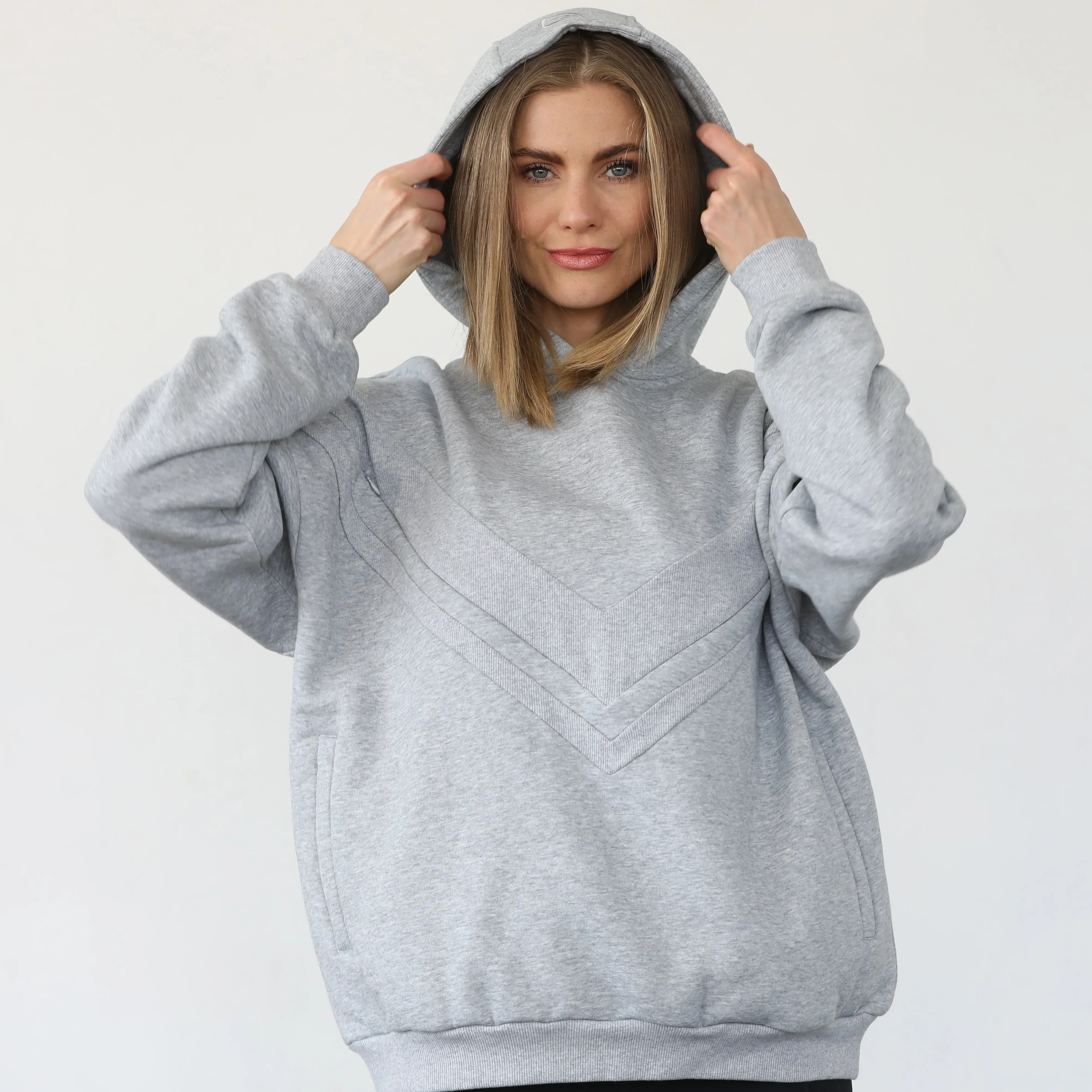 Isabella Ultra Soft Oversized Nursing & Pregnancy Hoodie (Heather Grey)