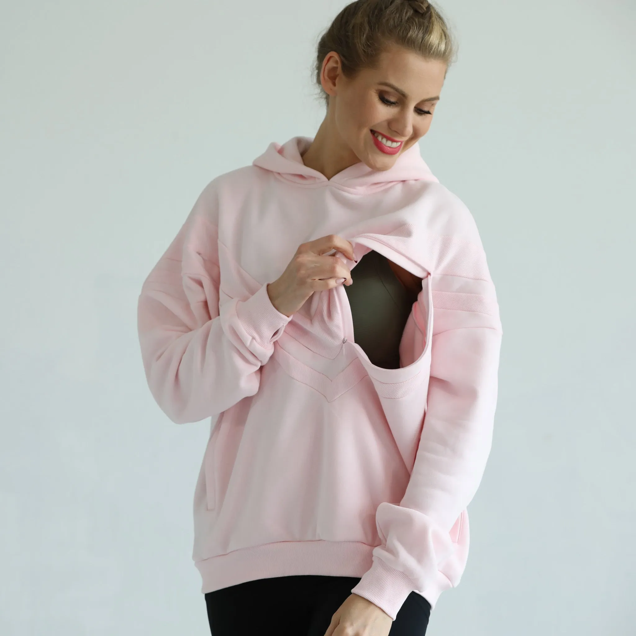 Isabella Ultra Soft Oversized Nursing & Pregnancy Hoodie (Pedal Blush)