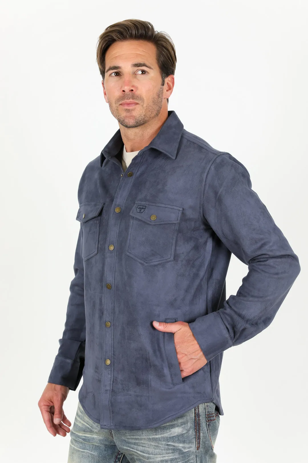 Men's Faux Suede Overshirt - Navy