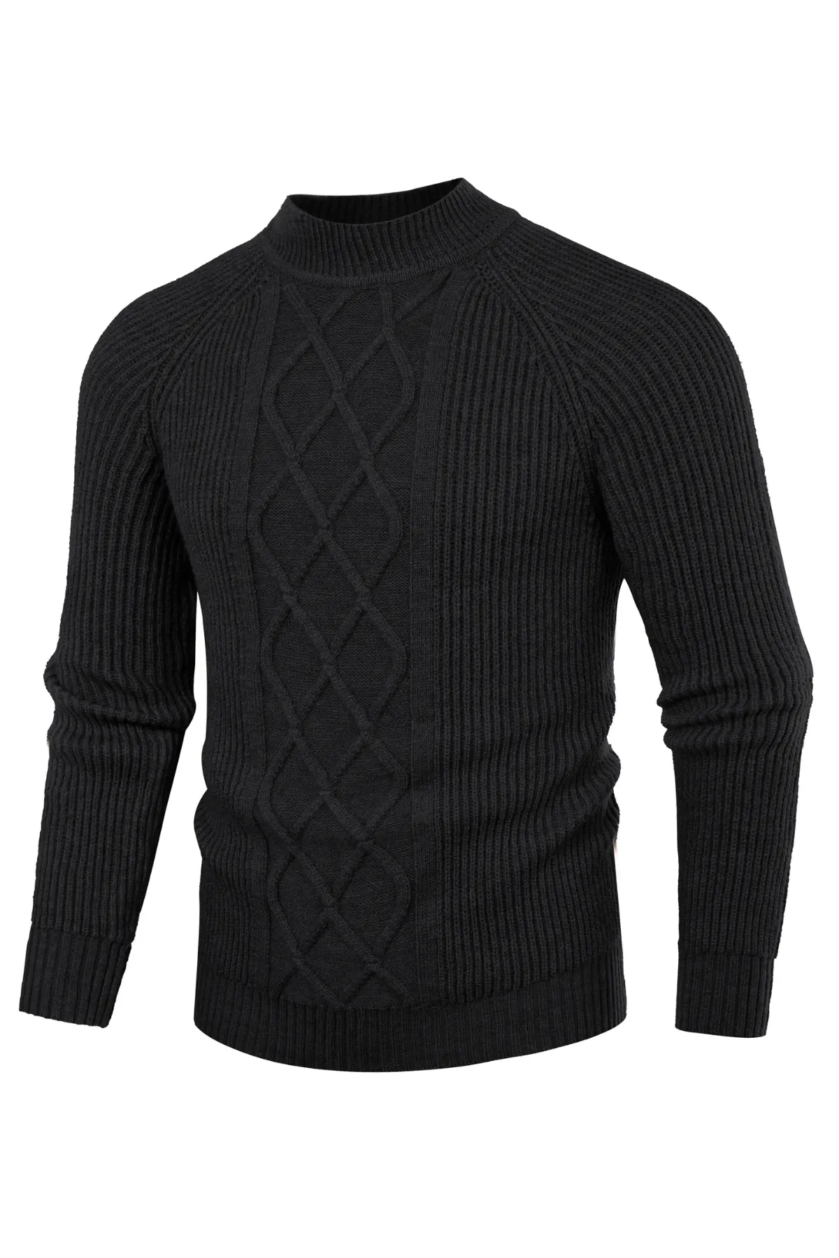 Men's Mock Neck Sweaters Casual Cable Twisted Knitted Pullover Sweaters