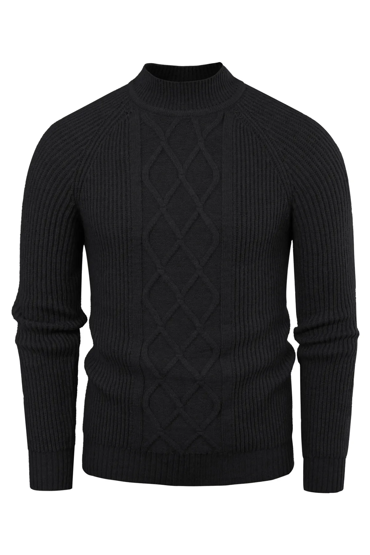 Men's Mock Neck Sweaters Casual Cable Twisted Knitted Pullover Sweaters