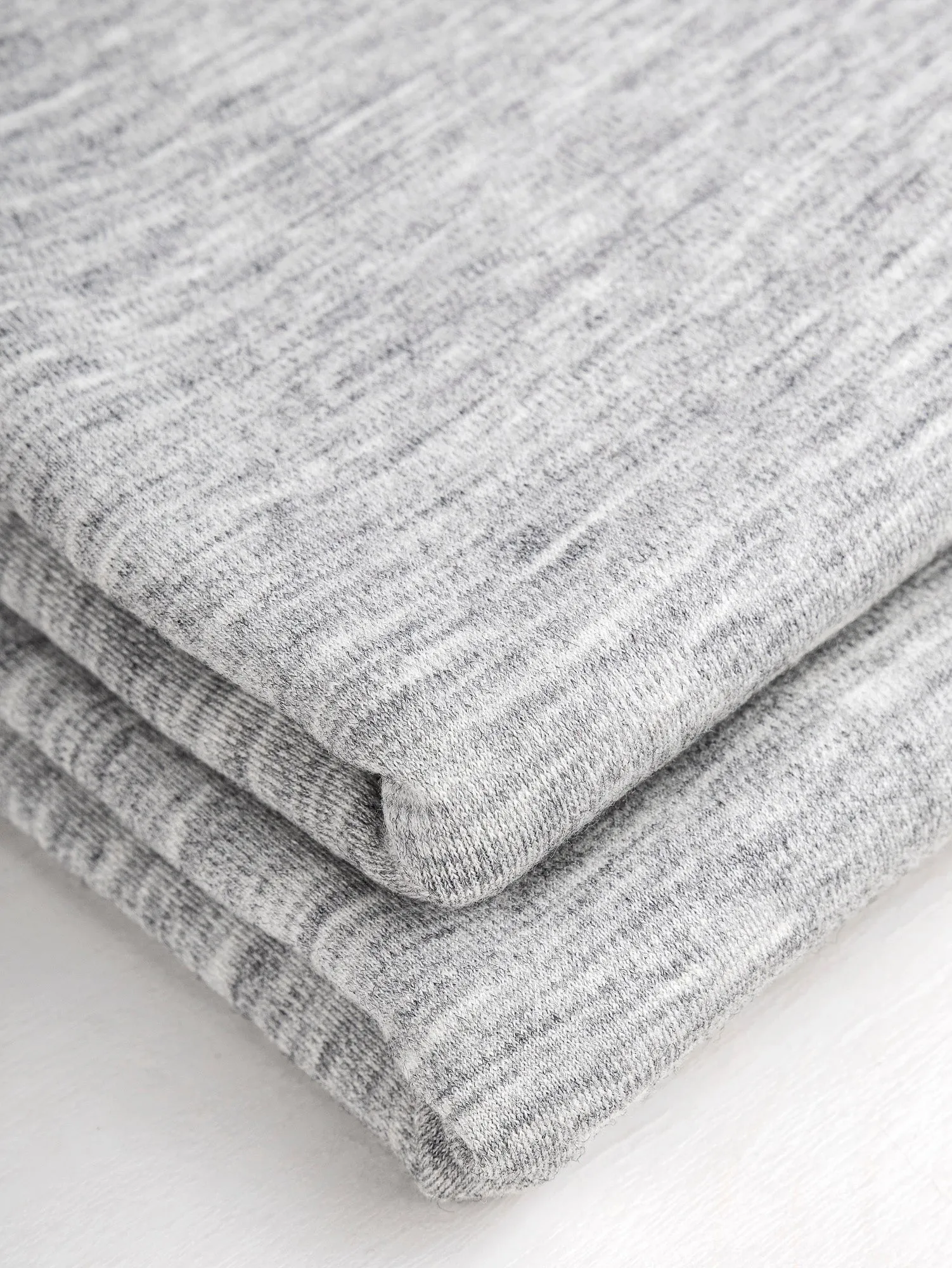 Midweight Merino Wool Blend Jersey Knit Deadstock - Heather Grey - Swatch