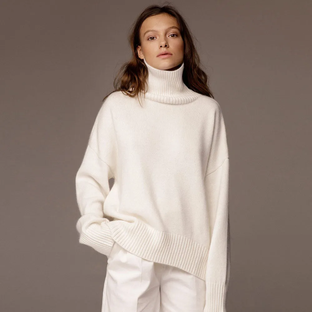 Oversized Turtleneck Long Sleeve Pullover Knit Sweater