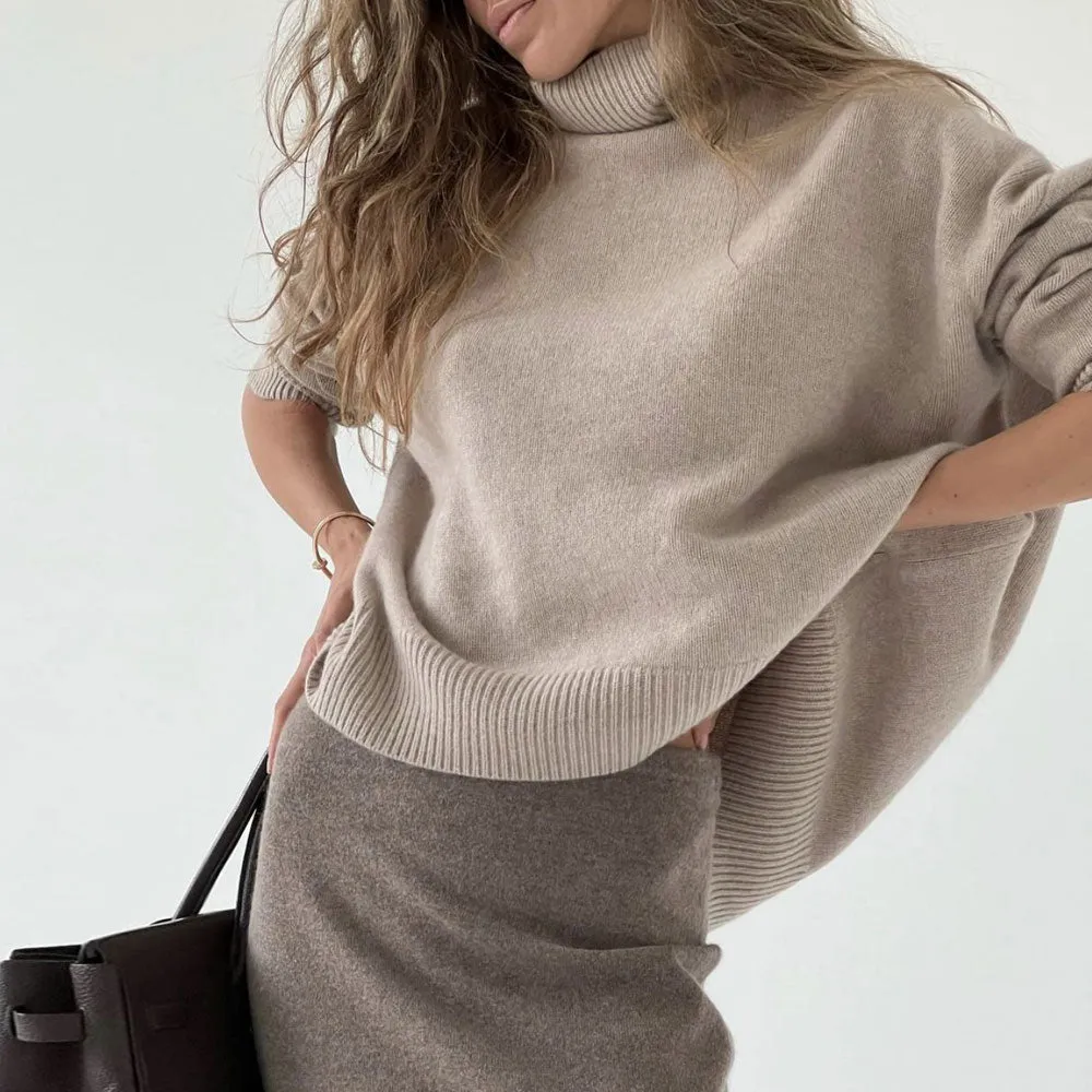 Oversized Turtleneck Long Sleeve Pullover Knit Sweater