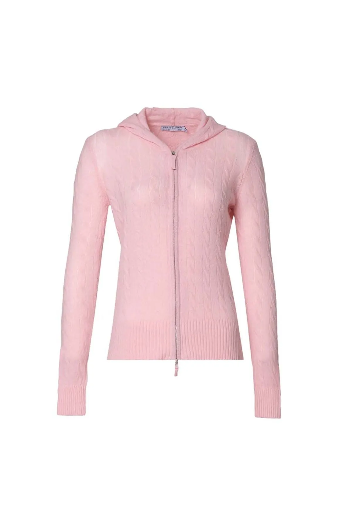 Pink Cashmere and Wool Amelia Women's Hooded Cardigan