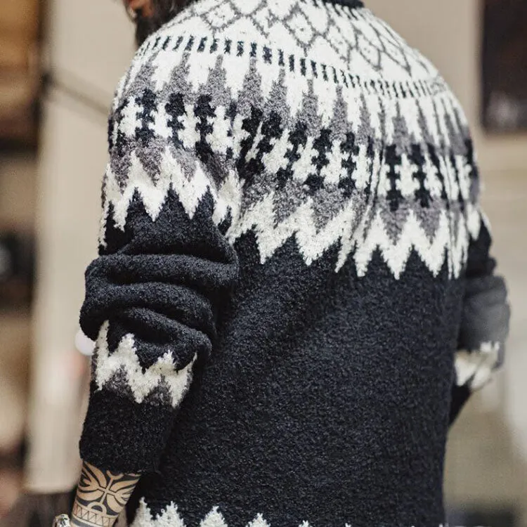 Retro Heavyweight Turtleneck Fair Isle Jacquard Sweater