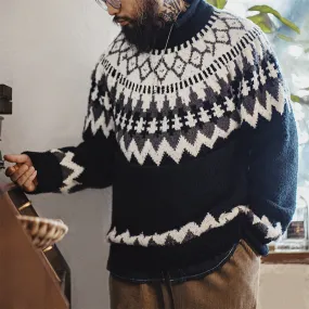 Retro Heavyweight Turtleneck Fair Isle Jacquard Sweater