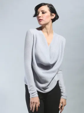 Ribbed Cowl Neck Pullover