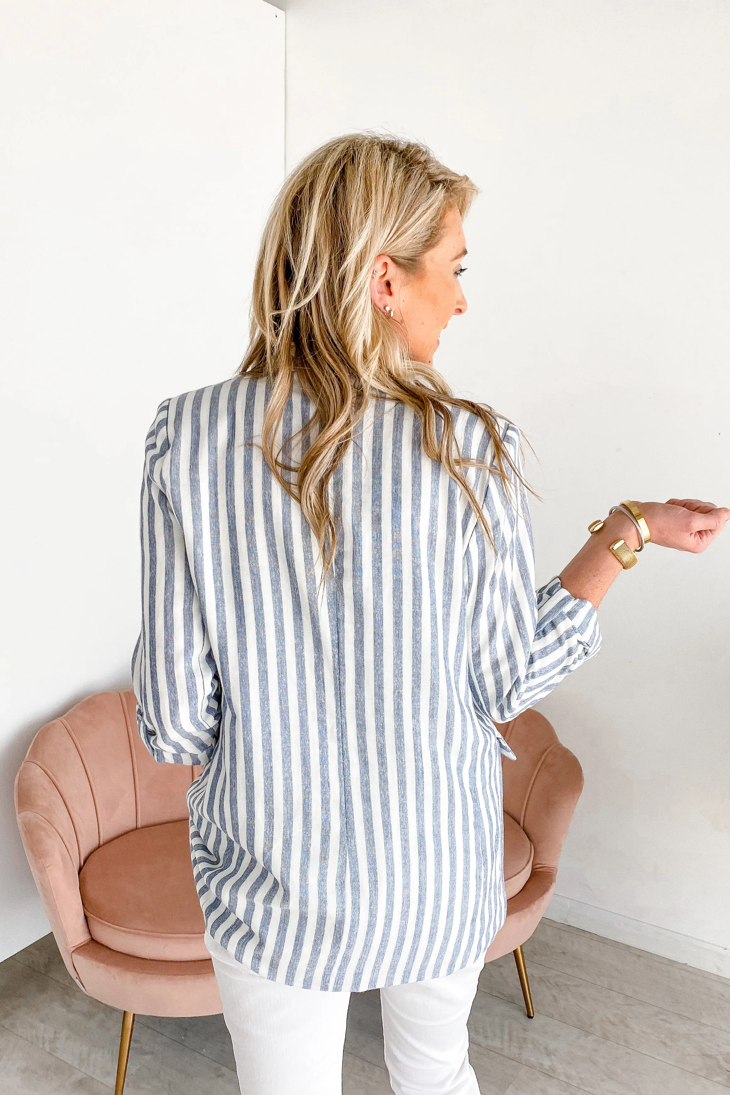 Sasha Striped Linen Blazer | S-L