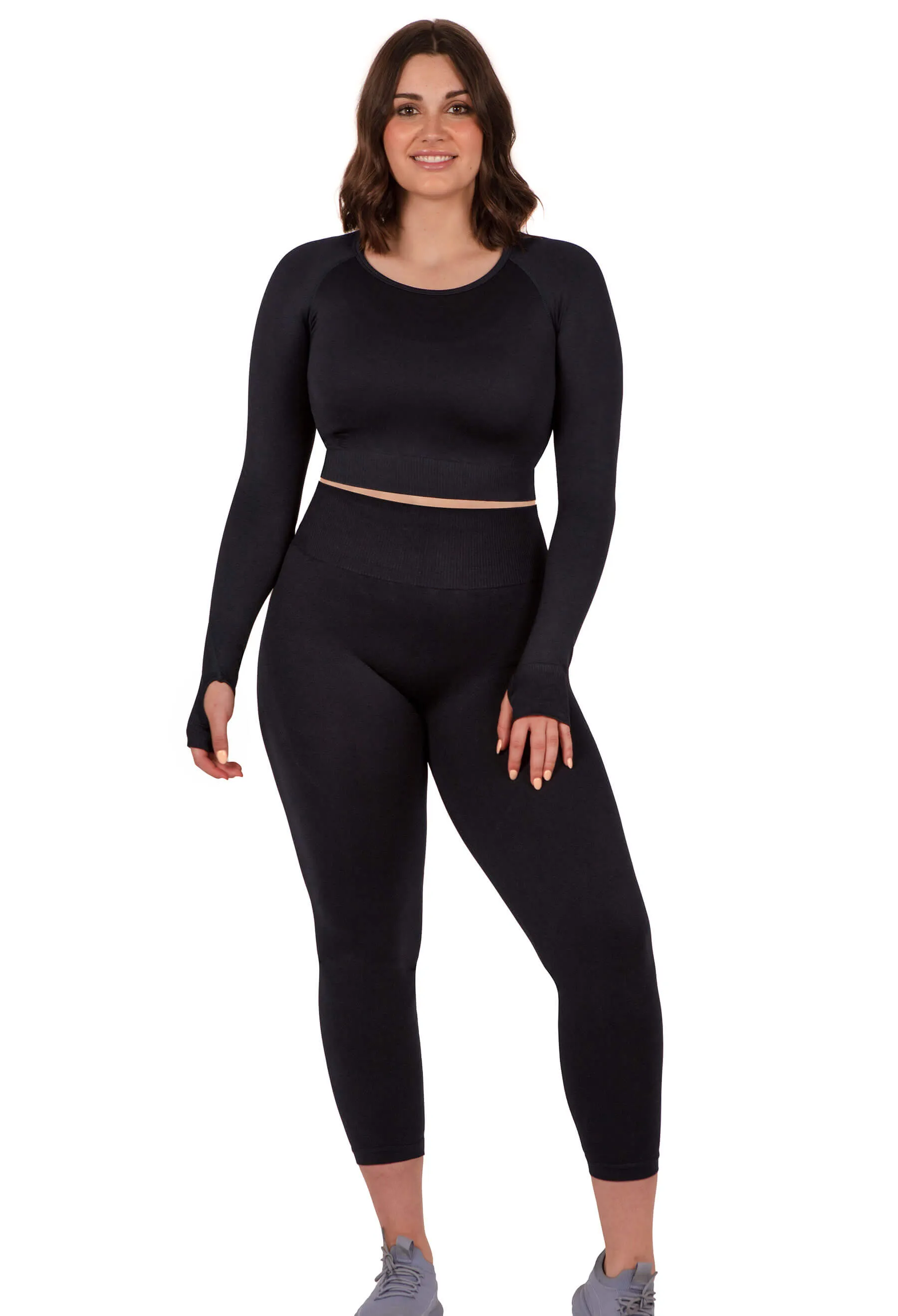 Seamless High Waist 3/4 Capri Leggings - 2 Pack