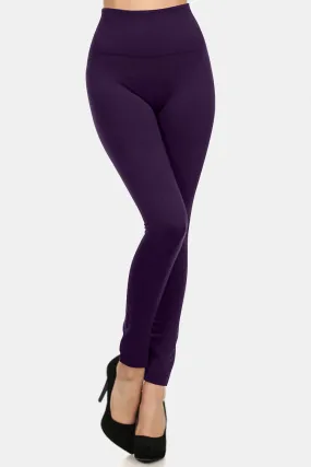 Seamless High Waist Fleece Leggings Purple