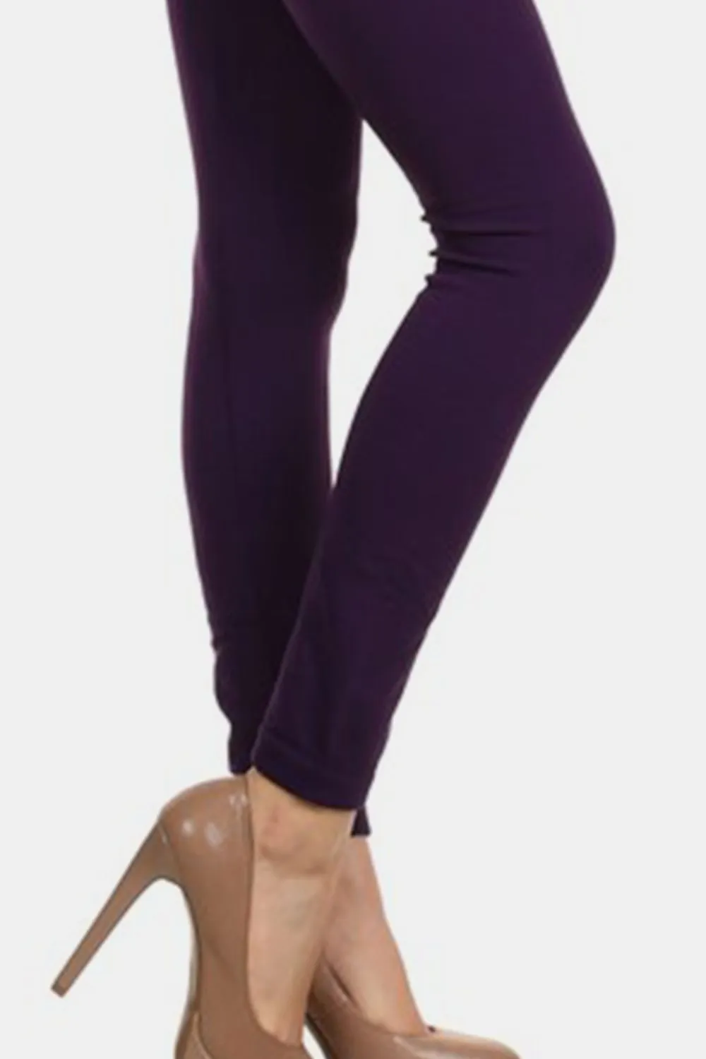 Seamless High Waist Fleece Leggings Purple