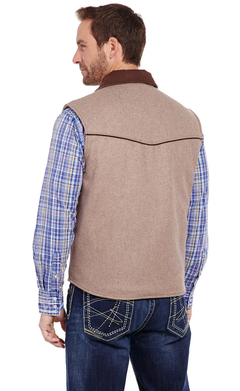 SIDRAN MENS WOOL MELTON VEST WITH MICROSUEDE TRIM & CONCEALED CARRY POCKET STYLE CR38066-F23-42