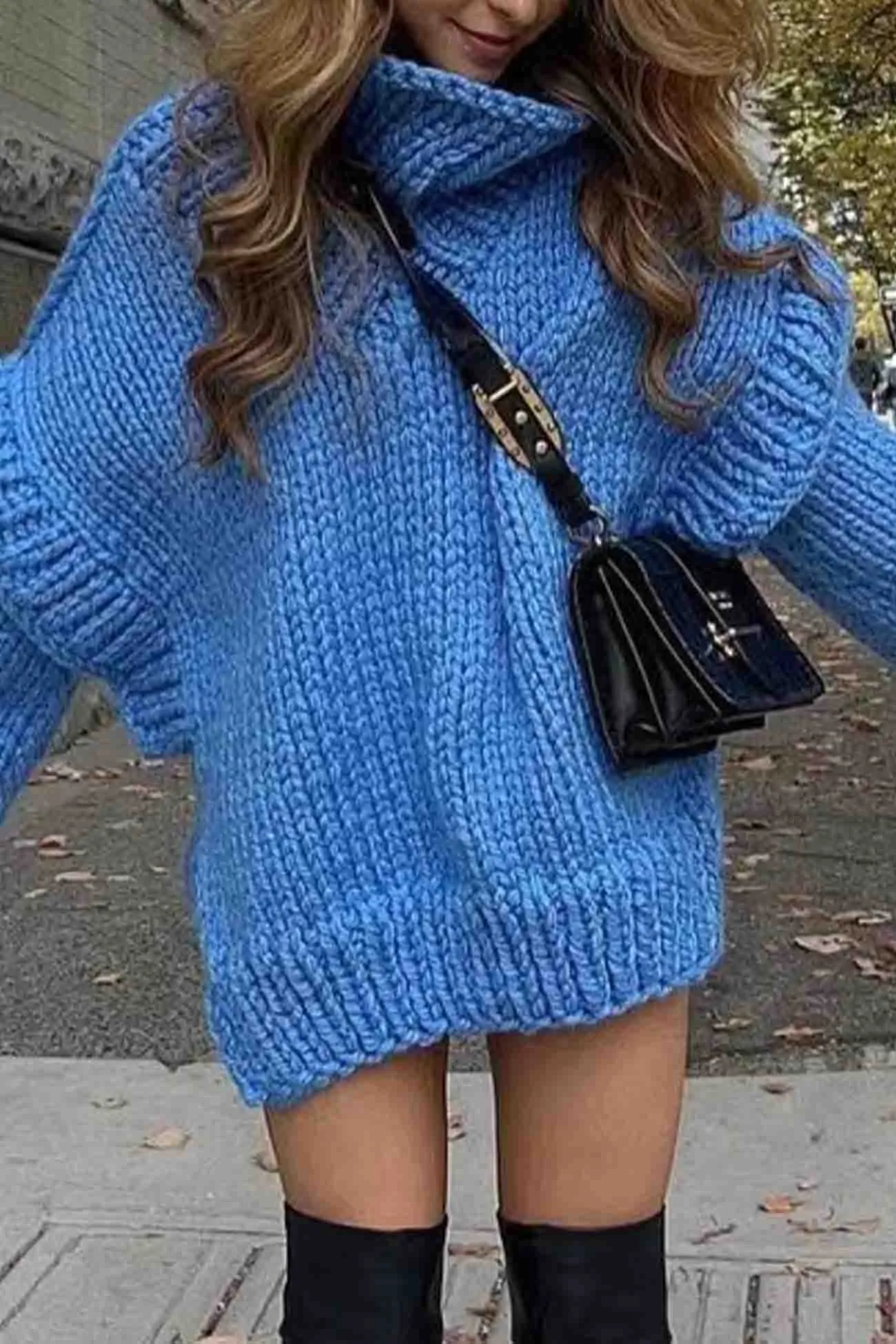 Solid Long Sleeve Cowl Neck Sweater