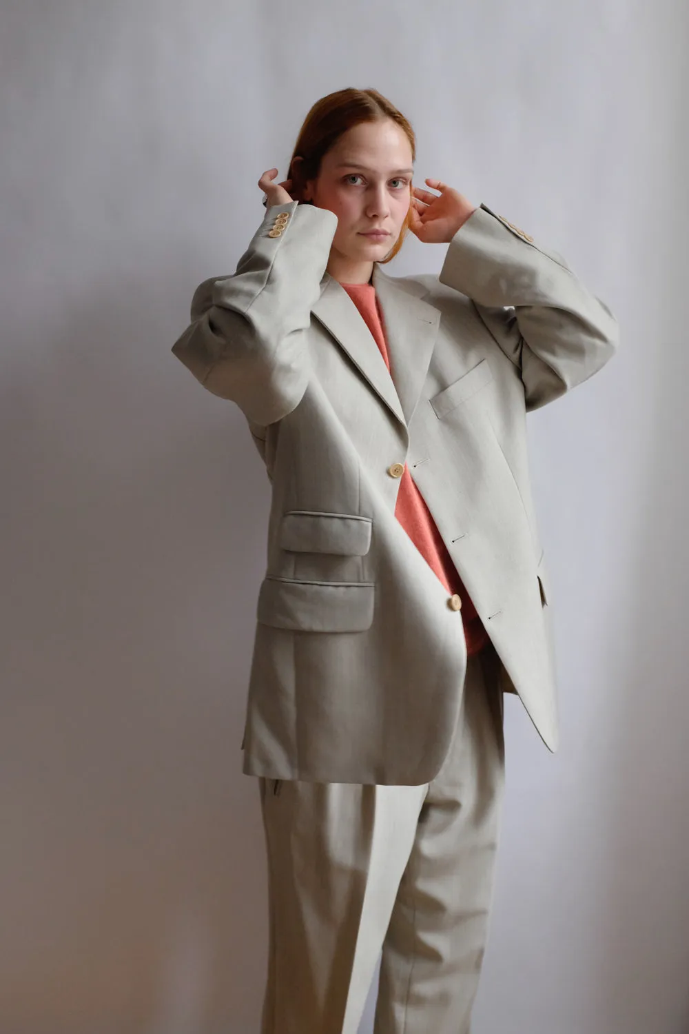 STONE BEIGE VINTAGE PURE FINE WOOL SUIT