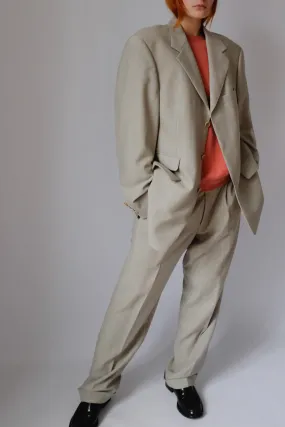 STONE BEIGE VINTAGE PURE FINE WOOL SUIT