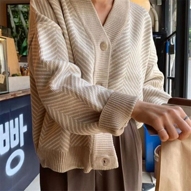 Striped Oversized Women's Cardigan