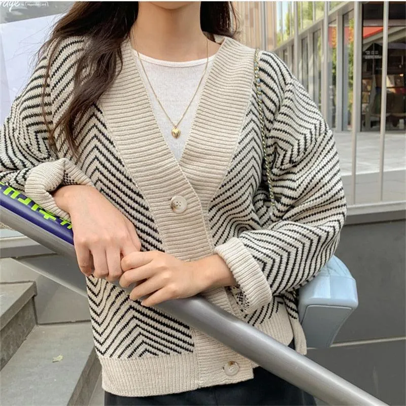 Striped Oversized Women's Cardigan