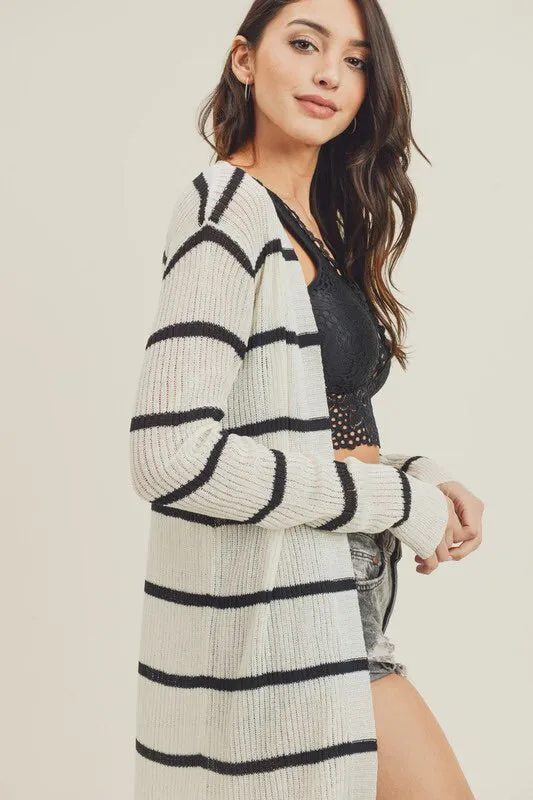 The Madalyn Striped Cardigan (Charcoal)