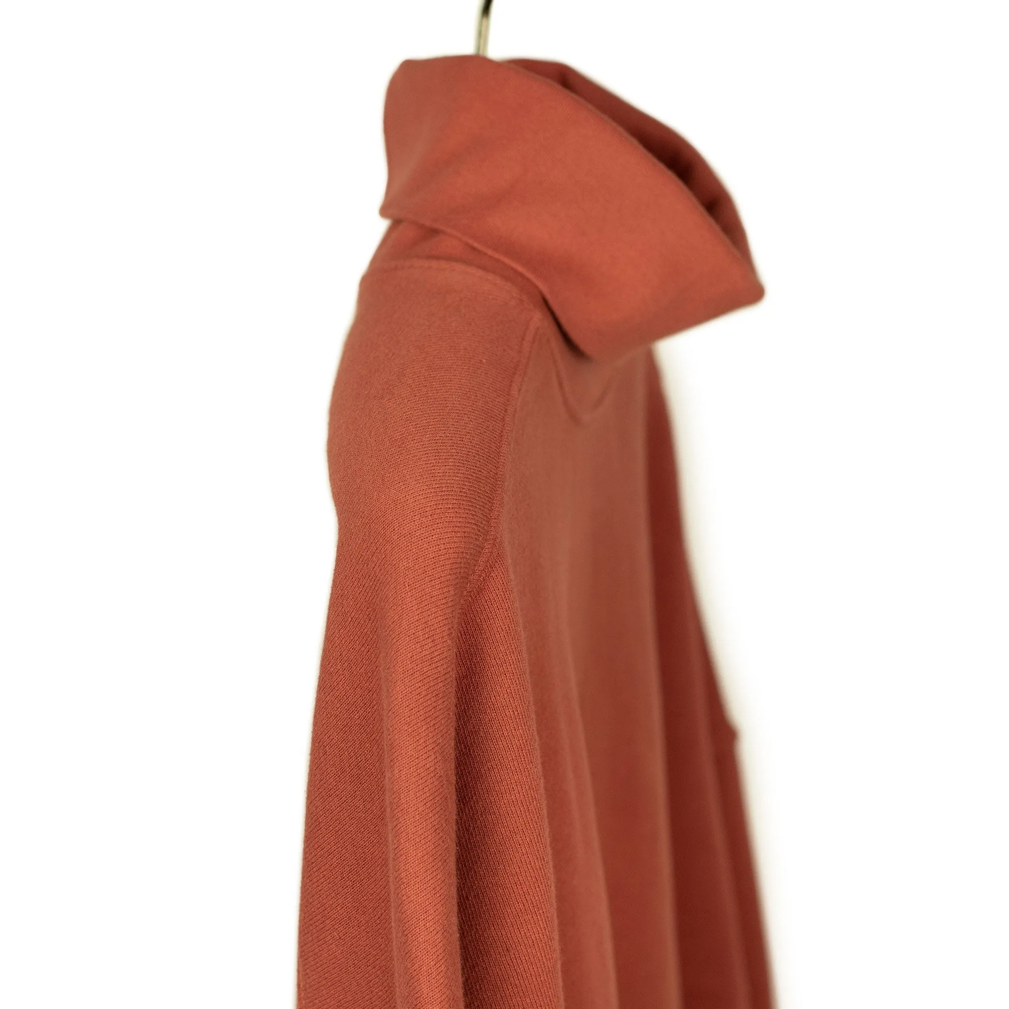 Turtleneck sweatshirt in burnt orange cotton fleece