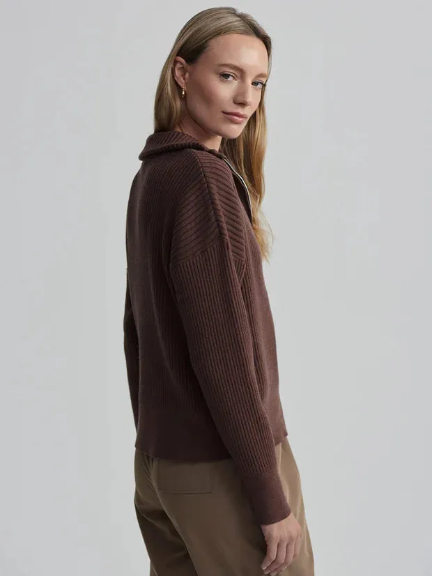 Varley Janie Half Zip Knit, Chestnut