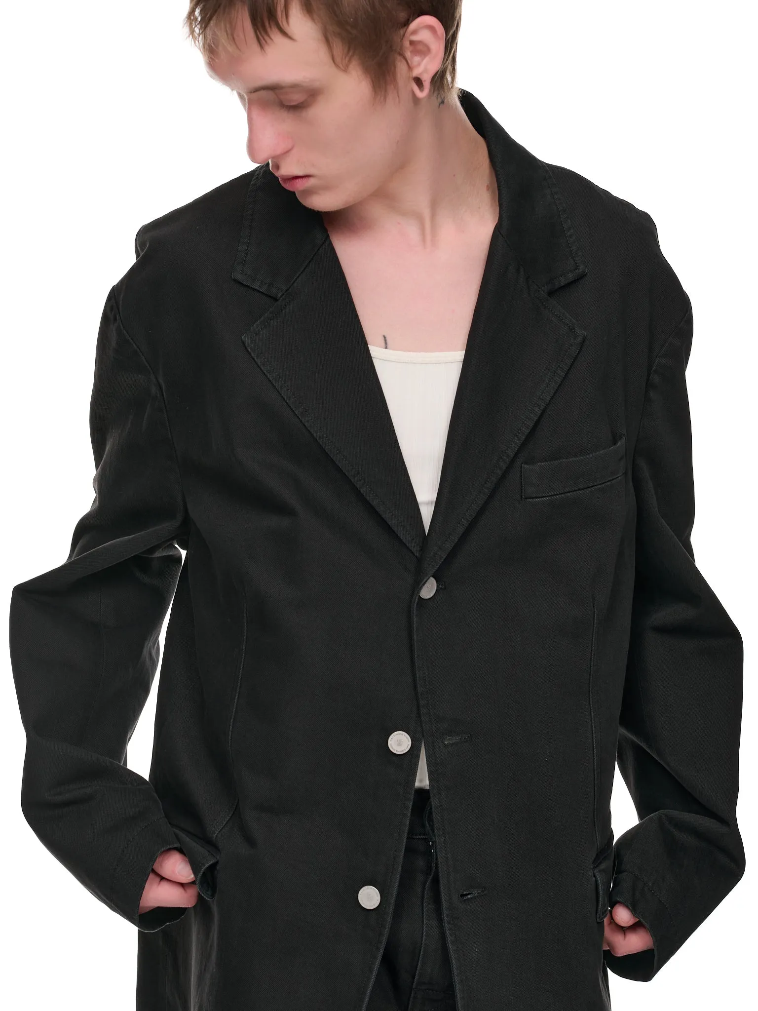 Washed Denim Blazer (231-M544A-10032-0099-BLACK)