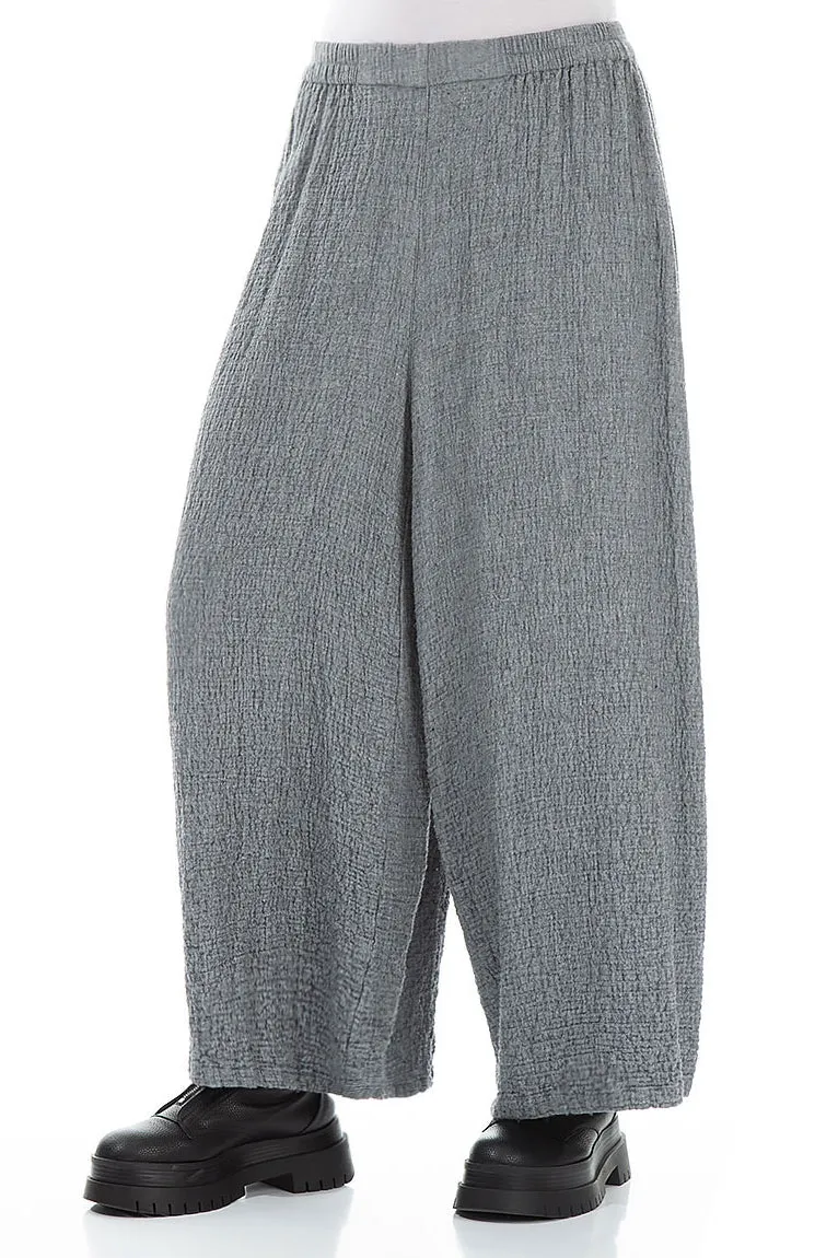 Wide Grey Wool Trousers