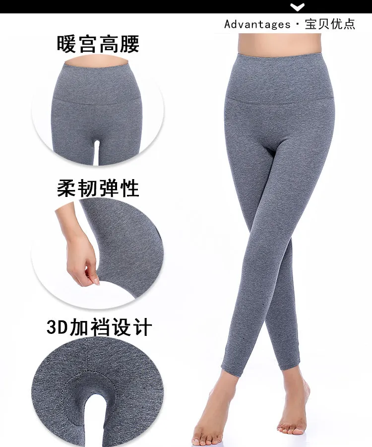 Wjczt Cotton Thermal Leggings Female High Waist Thin Flexiable Fashion Solid Tight Body Pants Plus Size Clothing Women