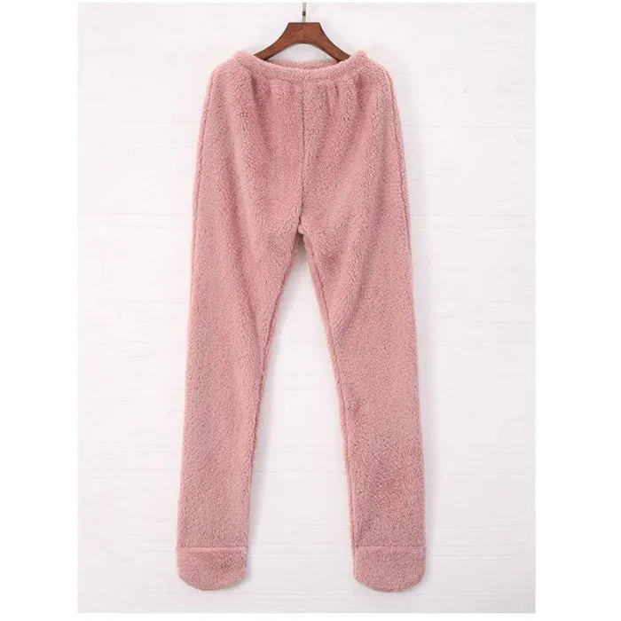 Women Coral Fleece Footed Leggings- Loungewear